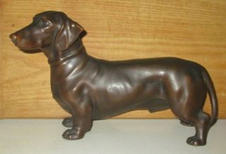 Antique Vintage Bronzed Non - Metallic 9 1/2 " Long Dachshund Dog