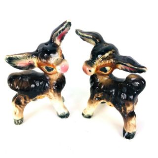 Vintage Donkey Ass Mule Salt And Pepper Shakers Pink Noses