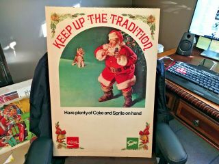 Vintage Coca Cola Cardboard Sign Store Display Santa Claus Clause Christmas Coke