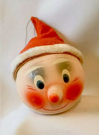 Vtg Paper Mache Santa Head Candy Container Germany Christmas Ornament