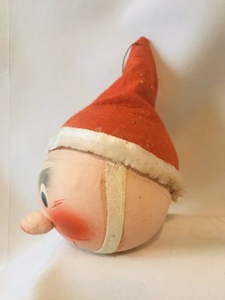 Vtg Paper Mache Santa Head Candy Container Germany Christmas Ornament 2