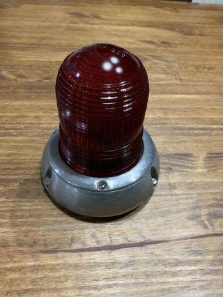 Vintage Dietz 205 Firehouse Red Emergency Beacon Light Lens With 200 Base