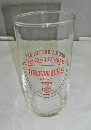 Vtg Drewrys Beer Advertising Glass Open A Bottle And Draw A Glass 1940 