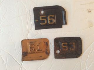 Three (3) Vintage York State License Plate Expiration Tags - 1956,  1961,  &1963