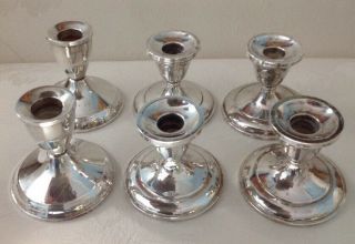 6 Vintage Sterling Silver Weighted Candlestick Candle Holder Duchin,  Unbranded