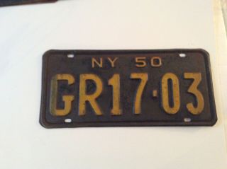 Good Vintage 1950 York State License Plate (gr17 - 03) Ny 50