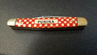 Vintage Purina Kutmaster 3 Blade Pocket Knife Utica Ny Usa