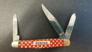 Vintage PURINA Kutmaster 3 Blade Pocket Knife Utica NY USA 2