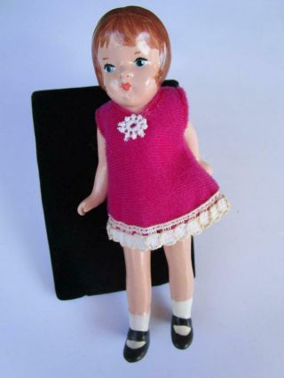Vintage Japan Jointed Composition Doll Looks Like Wee Patsy Mego Dress 4 1/2 "