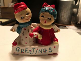 Vintage Ucagco Ceramics Japan Singing Christmas Angels Greetings Bell