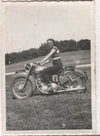 Royal Enfield Motorcycle Motormaid Club Snapshot Photo Biker 1950s 2