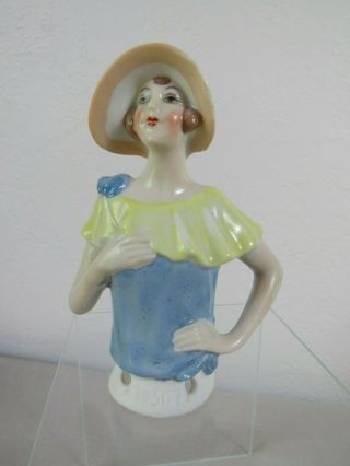 Vintage Half Doll Flapper Girl W/ Hat No.  74507 Germany 3.  75 "