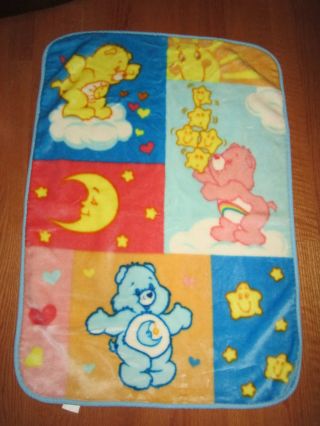 Vintage Care Bears Blanket Bedtime,  Cheer Sunshine Bear Colorful Soft Fleece 44x3
