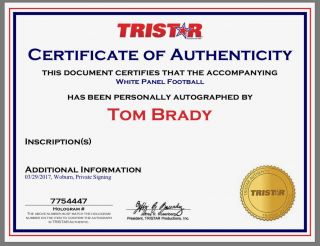 TOM BRADY AUTOGRAPHED SIGNED ENGLAND PATRIOTS WHITE LOGO FOOTBALL TRISTARCOA 3