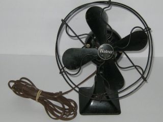 Vintage Wagner Electric Corp Table Top Fan - 1 Speed 4 Blade - Black -