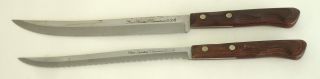 2 Vintage Ekco Flint Stainless Steel Vanadium Chef & Serraded Knives Made In Usa
