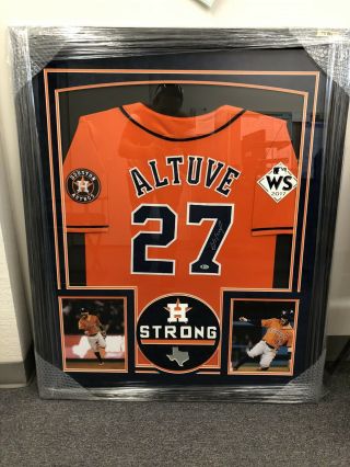 Jose Altuve autographed World Series jersey; professional framed,  PSA/DNA CERT. 2