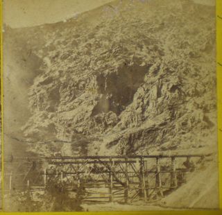 Vintage A.  J.  Russell Stereoview Rapids Of Weber Union Pacific Railroad