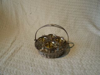 Antique Victorian Elkington & Co Silver Plated Egg Cup Basket Breakfast Set 1882