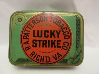 Vintage Lucky Strike Tobacco Cut Plug Tin Box R A Patterson Rich 