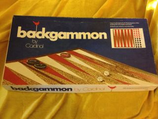 Backgammon Vintage Board Game Set Chips Cardinal 1976,  Bonus Board 1994