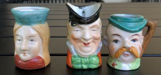 Vintage Set (3) Ceramic Toby Face Mug Cup Japan
