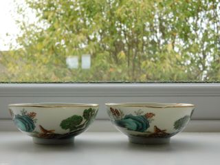 Extremely Rare Chinese Famille Rose Antique Porcelain Cups Pair Daoguang Mark