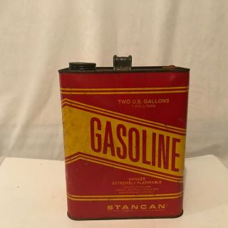 Vintage Stancan Standard Container Co 2 Gallon Metal Gas Can Petroliana