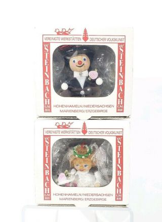Vintage Steinbach Christmas Ornament Wooden Bride Groom Germany Figures