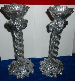 Vintage Arthur Court Tall Spiral Grape Candlestick Candle Holders