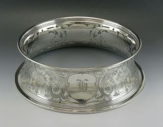 Antique 1912 Gorham Sterling Silver Art Nouveau Engraved Dish Ring Or Stand