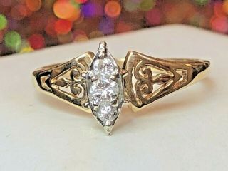 Estate Antique 14k Gold Natural Diamond Ring Art Deco Wedding Engagement Wedding