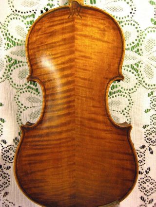 Stunning Old Antique Violin Fancy Initials Inlaid In Back,  Massive Fine Scroll