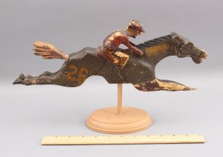 1930s Antique Folk Art Carved & Painted Wood,  Carnival Racehorse Midway Game,  Nr