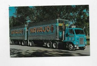 Vintage Chrome Postcard Navajo Freight Lines Truck Pulling Pups.  R3125