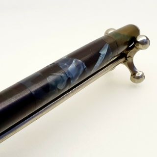 MARBLE styl fountain pen piston vintage 1950 ' s HUNGARY w metal holder 3