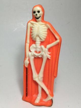 Vintage Halloween Candle Skeleton Gurley 1965 Decoration Orange 8 1/2” Tall