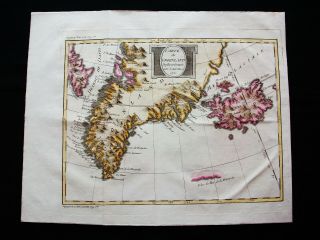 1754 Bellin: Orig.  Map: North Sea,  Greenland,  Glacial Sea,  Iceland,  Davis Strait