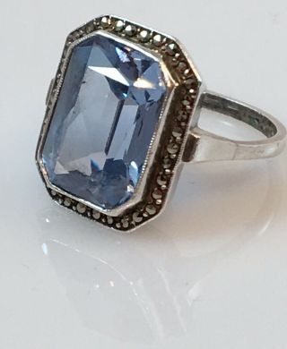 . 830 Fine Silver Huge Vintage 10mmx14mm Blue Chrome Tourmaline Cocktail Ring