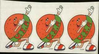 Rare Scratch & Sniff Vintage Stickers Ctp Reward Orange Vip Strip 2.  5 " Tall