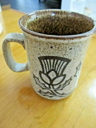 Vintage Dunoon Made In Scotland Unusual Floral Leaf Design Coffee Tea Mug Cup