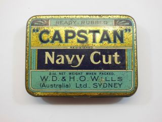 Capstan Tobacco Tin Ready Rubbed Navy Cut 2 Oz W.  D.  & H.  O.  Wills Sydney