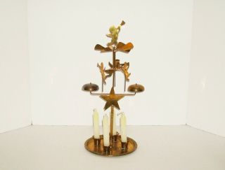 Vintage Brass Angel Chimes Cherubs Spinning Carousel Candle Holder Sweden