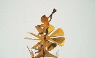 Vintage Brass Angel Chimes Cherubs Spinning Carousel Candle Holder Sweden 3