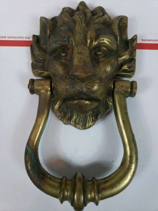 Vintage Brass Lion Head Door Knocker 9 " Height & 4lb 1.  6 Oz Weight