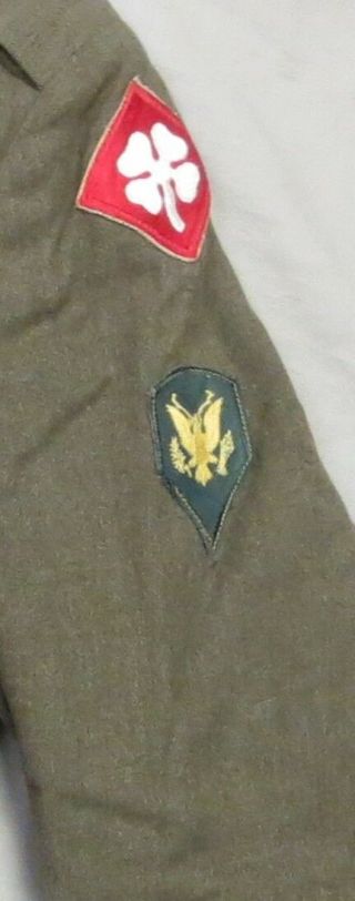 1950s Post WW2 Vintage US ARMY IKE JACKET UNIFORM with 4th ARMY Shoulder PATCH 2
