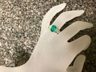 VINTAGE $7500 CERTIFIED 3.  25 CTW NATURAL COLOMBIAN EMERALD DIAMOND 18K GOLD RING 2