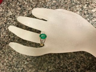 VINTAGE $7500 CERTIFIED 3.  25 CTW NATURAL COLOMBIAN EMERALD DIAMOND 18K GOLD RING 3