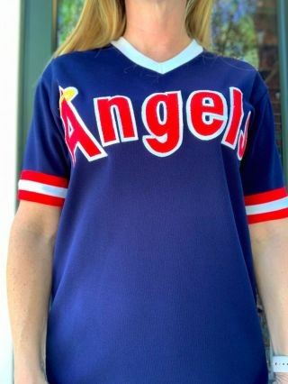 Vintage California Angels Of Anaheim Baseball Jersey Size L Ringer Sleeves