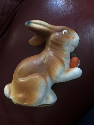 Antique Vintage German Easter Paper Mache Rabbit Holding A Carrot